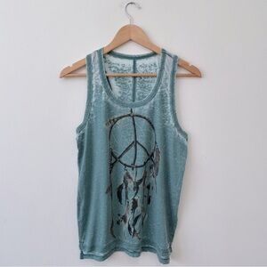 Chaser Tank Top Womens size Small Burnout Green Peace
